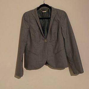 💛Trina Turk Taupe Blazer Single Button Closure Size 8 Women’s 2 Pockets